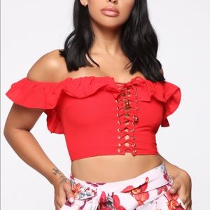 Fashion Nova Delicate Moment Red Crop Top Size L